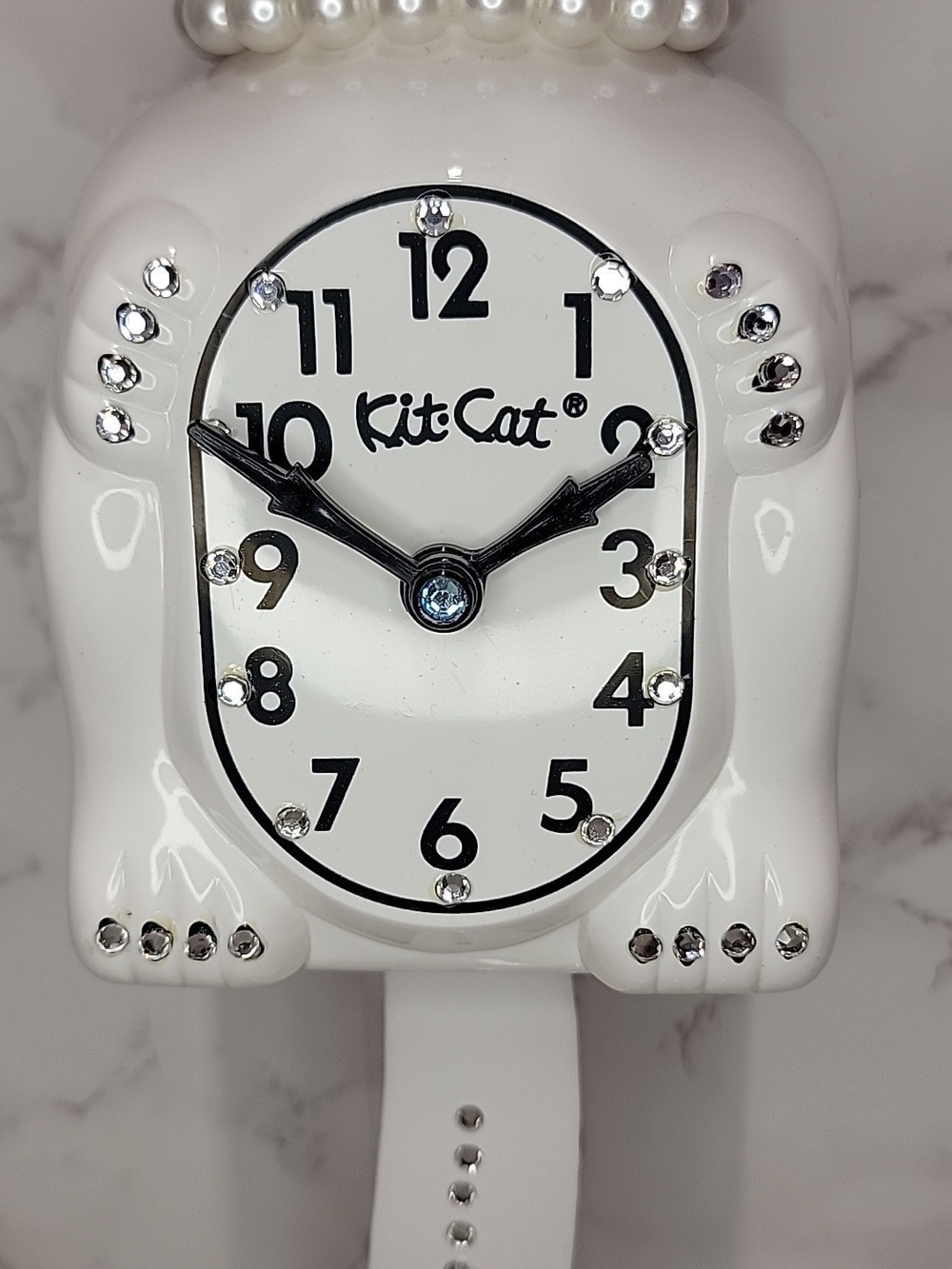 Jeweled White Lady Kit-Cat Klock clock SUPER RARE Vintage - Picture 7 of 7